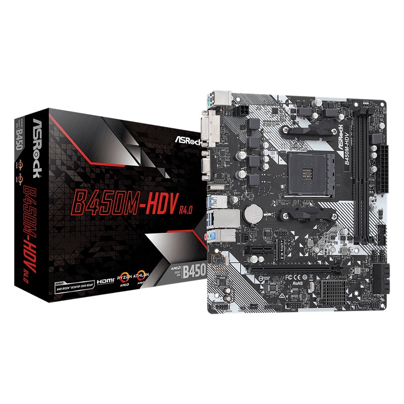 ASRock B450M-HDV R4.0 AMD B450, DDR-4, AM4 Motherboard
