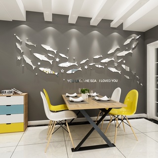 【DDM】简约北欧风海洋魚創意壁貼3D亞克力牆貼客廳餐廳創意畫