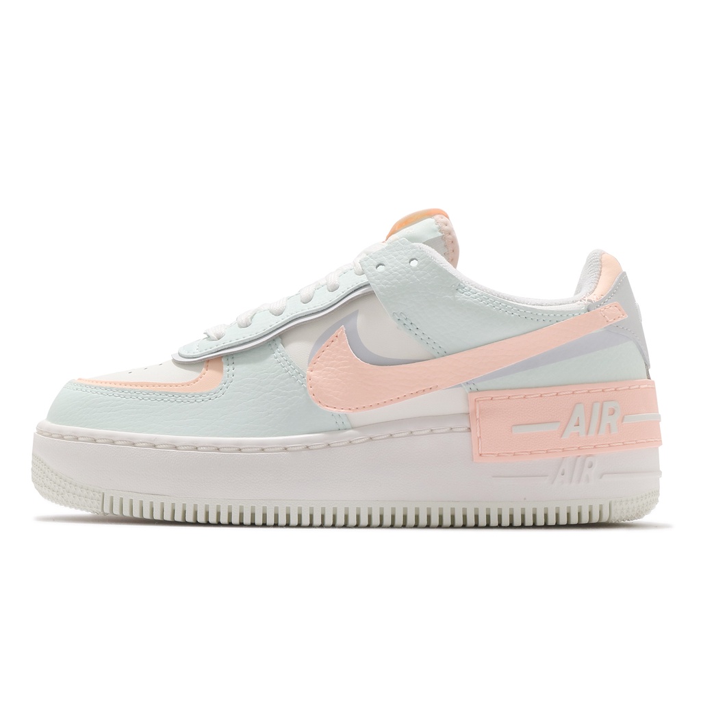 Nike 休閒鞋 Wmns AF1 Shadow 米白 粉橘 藍 女鞋 Air Force 1 CU8591-104