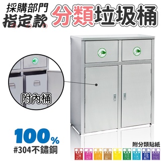 快速出貨【臺製】不鏽鋼 二分類 資源回收桶 TH2-90S 分類桶 回收垃圾桶 煙灰缸 環保垃圾分類箱 垃圾箱 垃圾桶