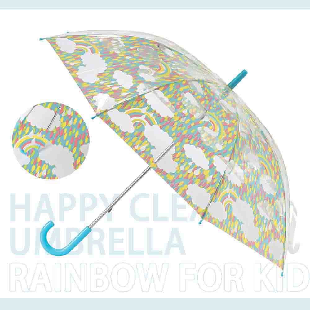 日本 HAPPY CLEAR UMBRELLA RAINBOW  彩虹雲 晴天 雨傘