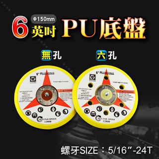 【6英吋Ø150mm PU底盤】魔鬼氈黏扣式圓盤 電動打蠟機氣動研磨機背板 研磨拋光機自黏扣盤尺寸規格齊全