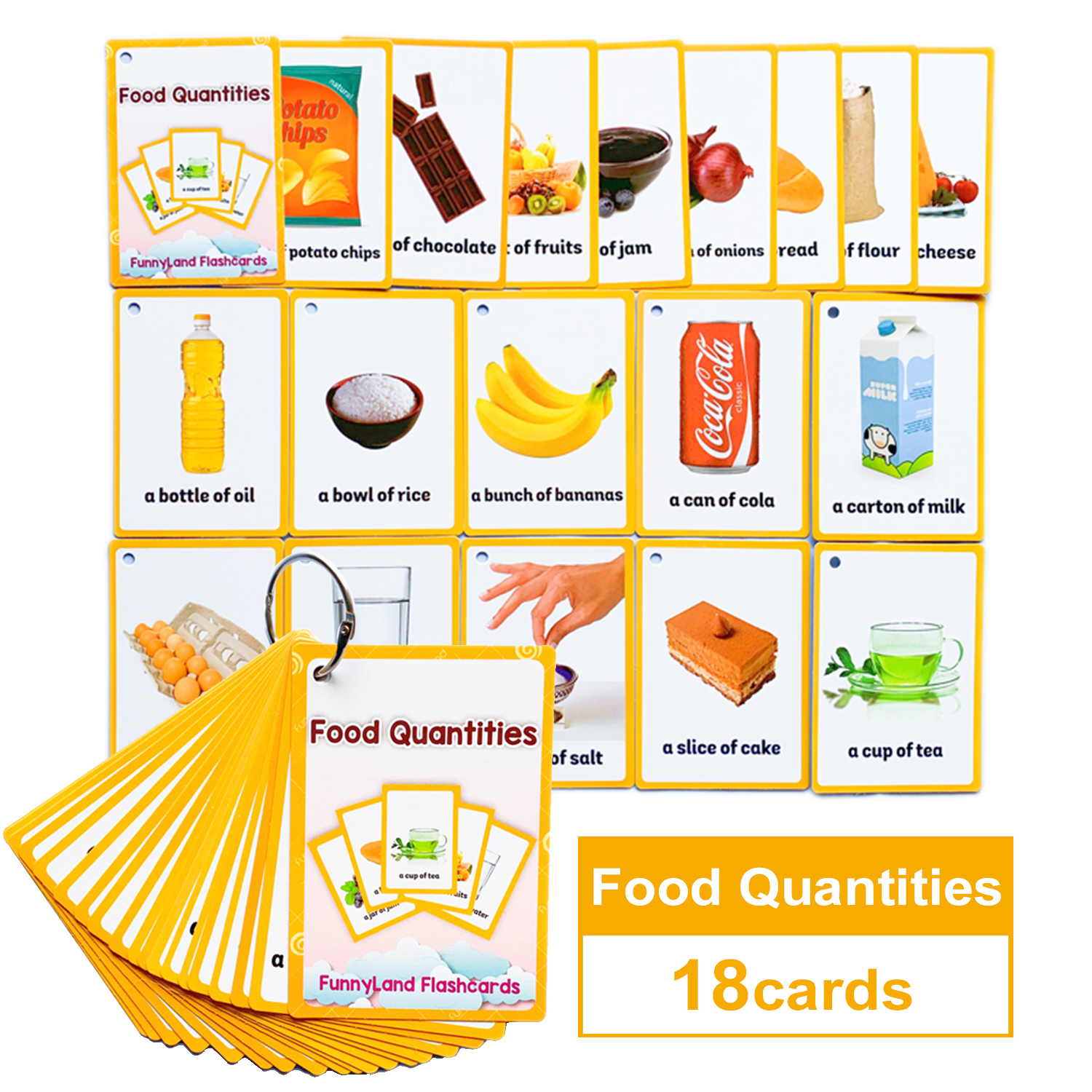 Food Quantities 英語食物量詞單詞卡片英文閃卡兒童幼兒英語早教啟蒙小學生英文教具點讀筆有聲兒童早教閃卡 蝦皮購物