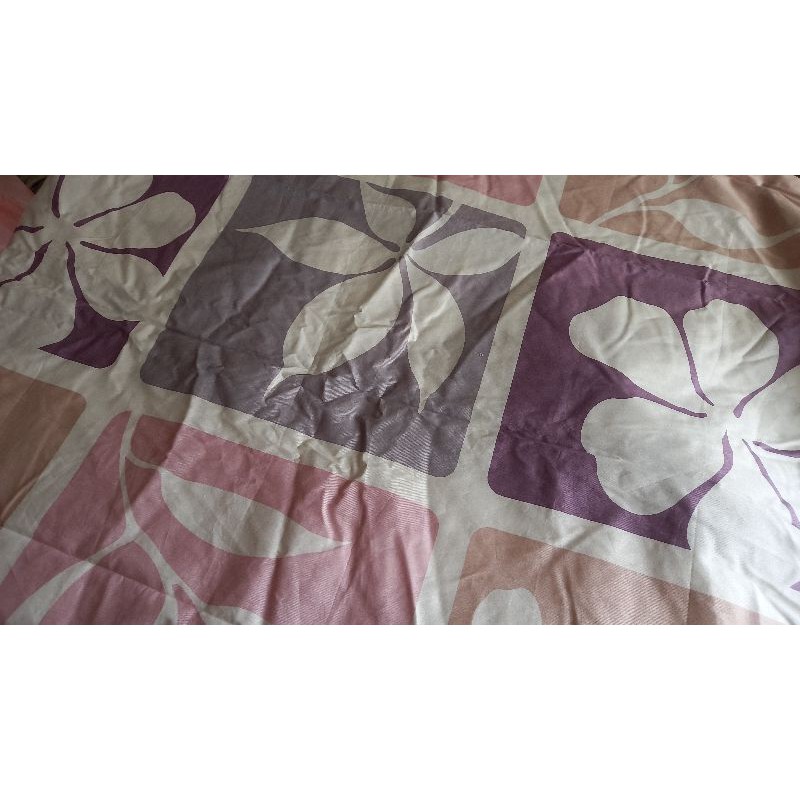 20210315粉紫色印花純棉布精梳棉布料適合做枕頭巾抱枕套棉被床包