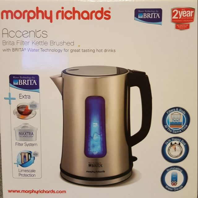 英國 morphy richards BRITA 不鏽鋼電熱濾水壺