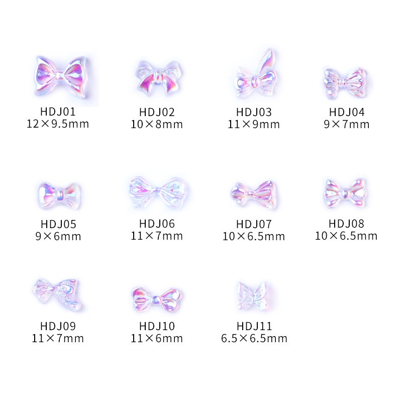 JTappres美甲七彩極光蝴蝶結日系立體幻彩透明領結冰透爆款指甲美甲飾品美甲鑽