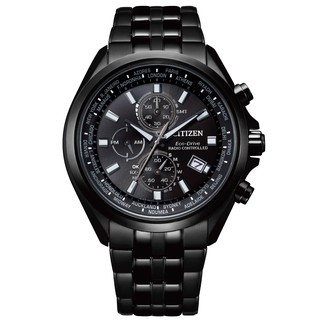 CITIZEN 星辰 (AT8205-83L) 亞洲限定時尚光動能萬年曆電波錶-黑鋼/44mm