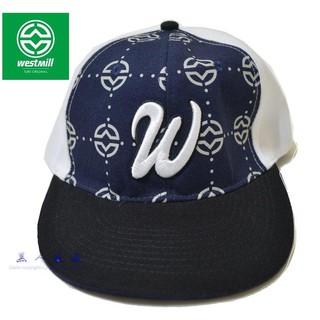 【黑芳體育】WESTMILL 雙色 棒球帽 平帽沿 潮帽 白 深藍色 logo 激似華盛頓國民隊 《DA22》