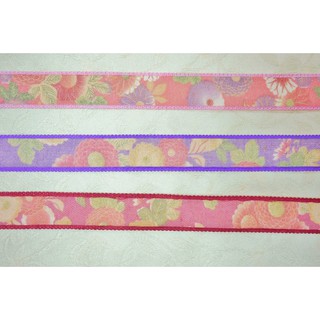 進口22mm麻紗日系花款緞帶蝴蝶結髮飾飾品綾diy材料中國風緞帶和風緞帶
