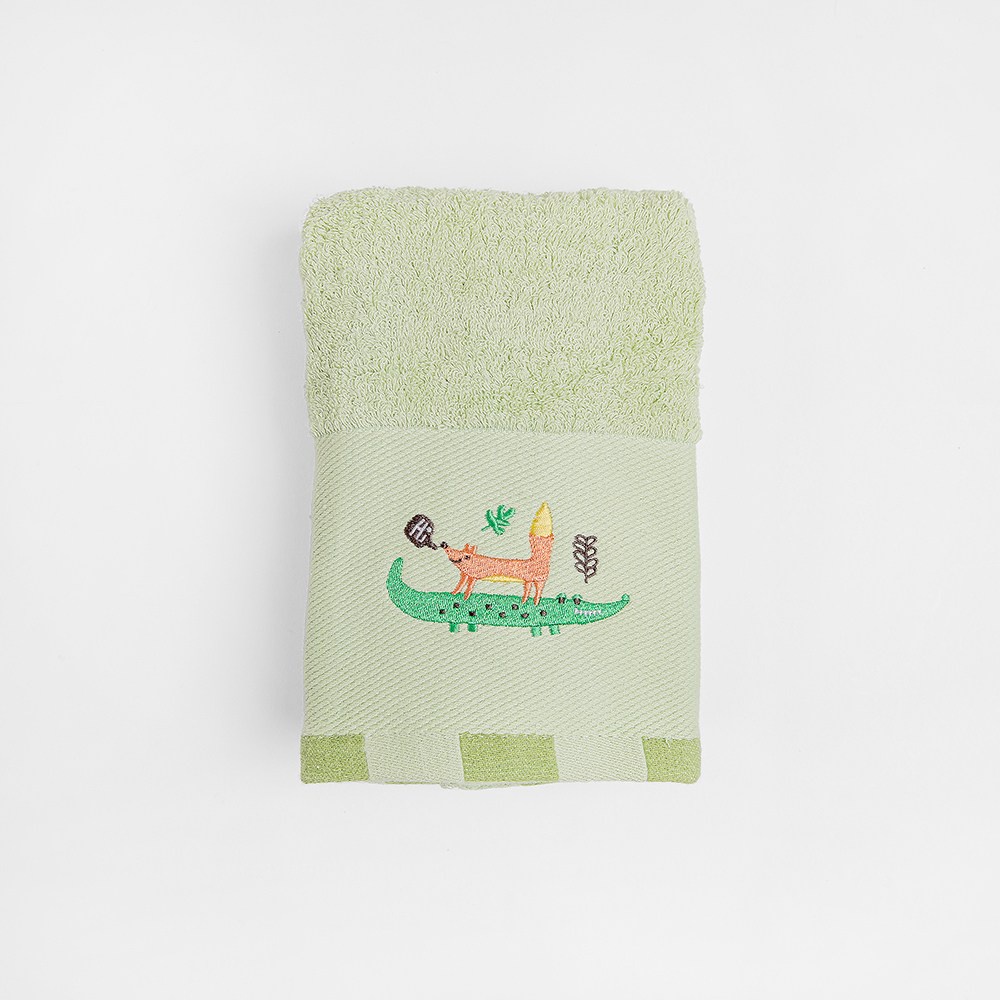 HOLA 動物數字純棉抗菌兒童毛巾-鱷魚