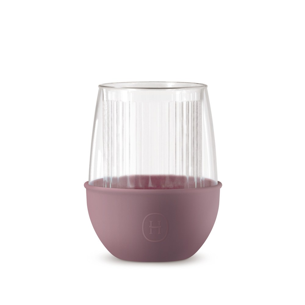美國HYDY雙層玻璃蛋型杯 經典直條紋x乾燥玫瑰 -240ml