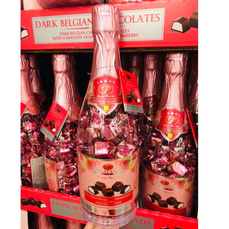 聖誕節限定 COSTCO代購 Delafaille 草莓黑巧香檳酒瓶裝 草莓巧克力 聖誕節 一瓶550g