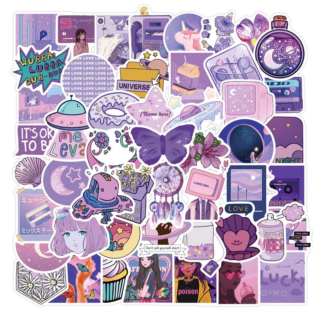 🔥神秘紫🔥紫色少女心 紫色神秘風 防水貼紙 車貼 可貼行李箱、筆電、滑板、汽機車、安全帽、保溫瓶 禮物 獎品 日記