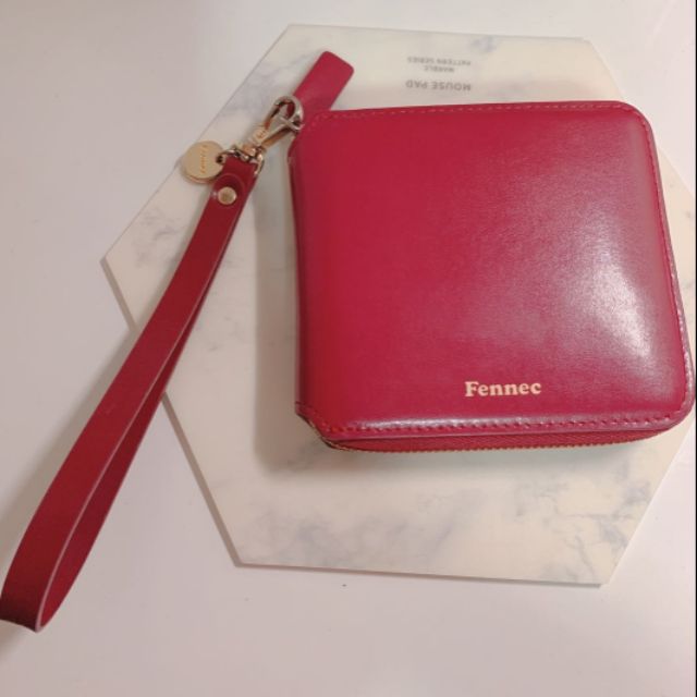 韓國購入 fennec皮夾附手拿帶 牛皮