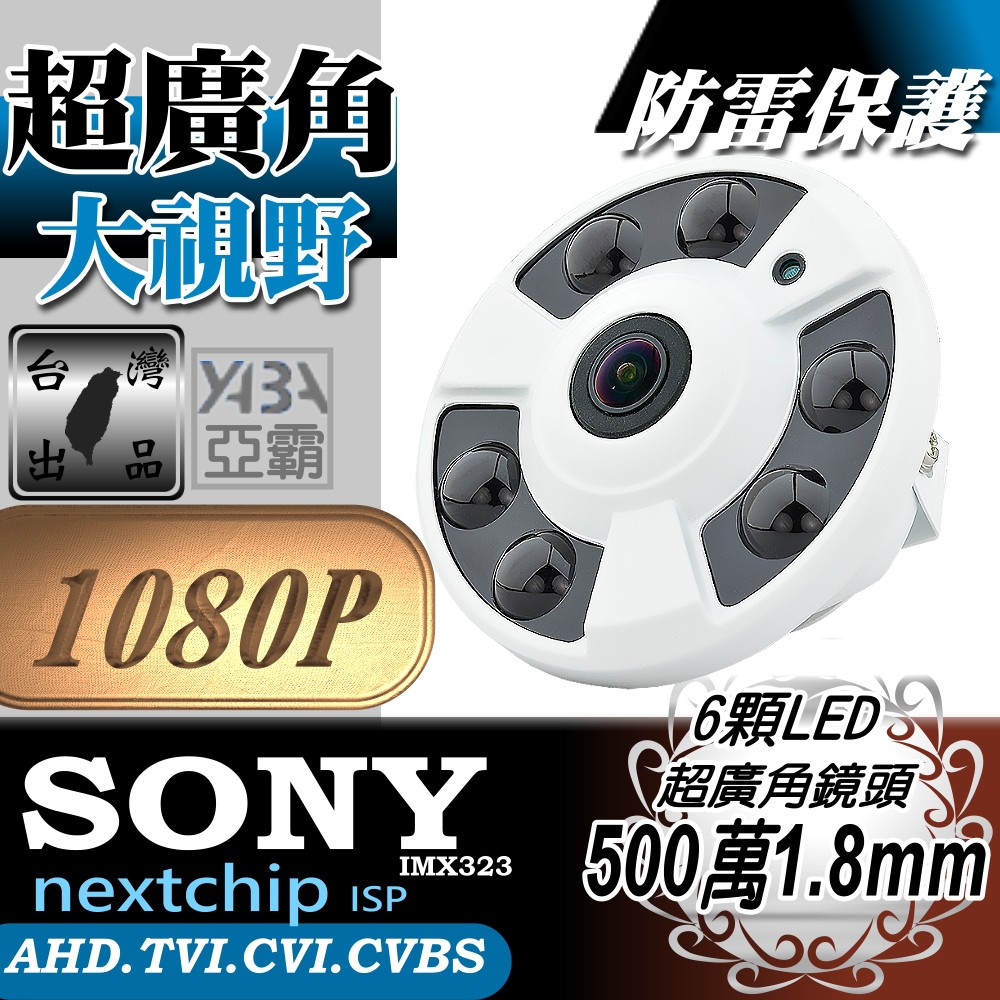 監視器鏡 超廣角 AHD 1080P  1.8mm 500萬 鏡頭 廣角 紅外線  攝影機 SONY 晶片 全景 監視器