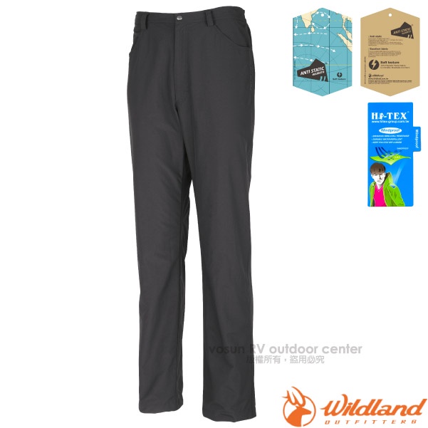 【荒野 WildLand】男款 雙層式防風防潑水抗靜電保暖長褲(內層刷毛) 人體工學立體剪裁 W2302 深鐵灰