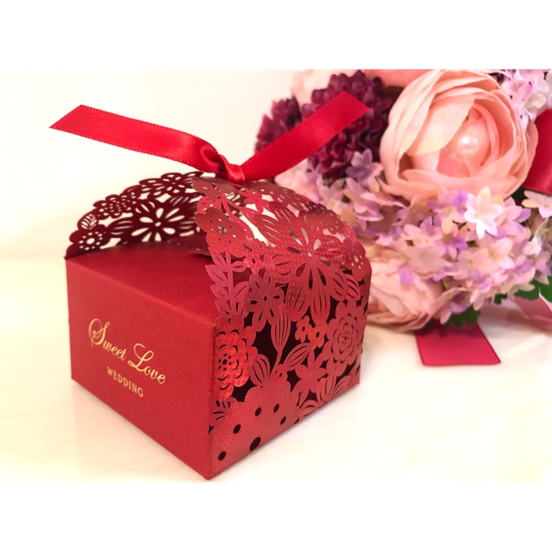 中式红色婚禮用品喜糖袋 回禮盒（盒子，不含糖果）