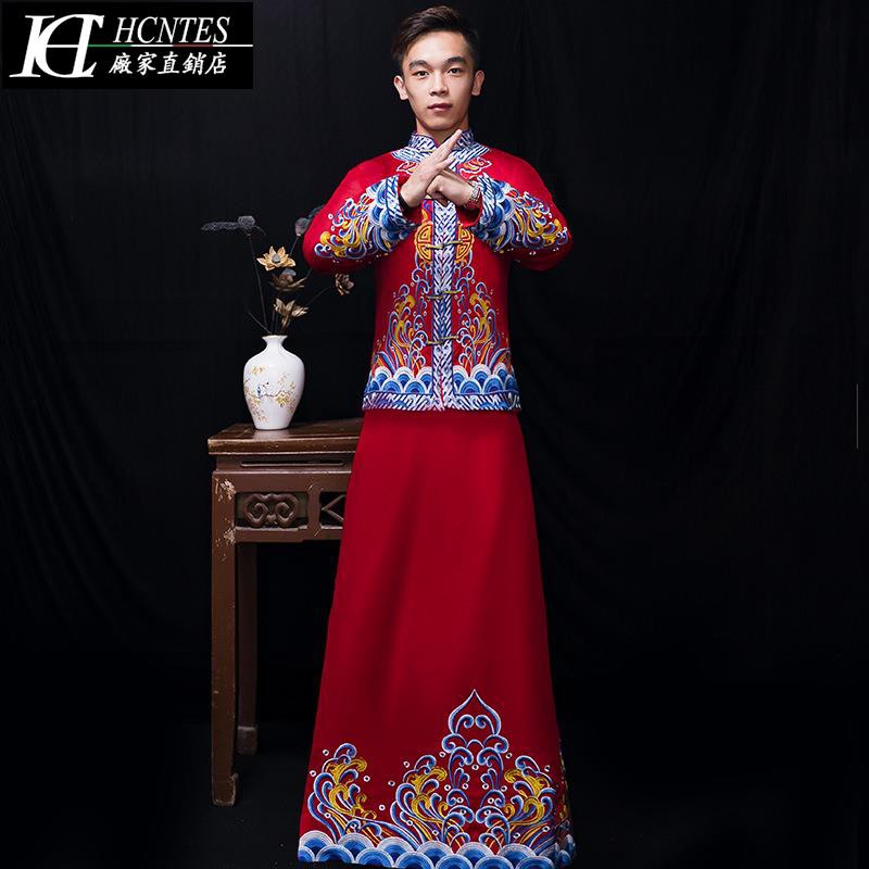 現貨 2020中式婚禮男款禮服結婚服男士秀禾服古裝新郎服裝敬酒服唐裝馬褂男 蝦皮購物