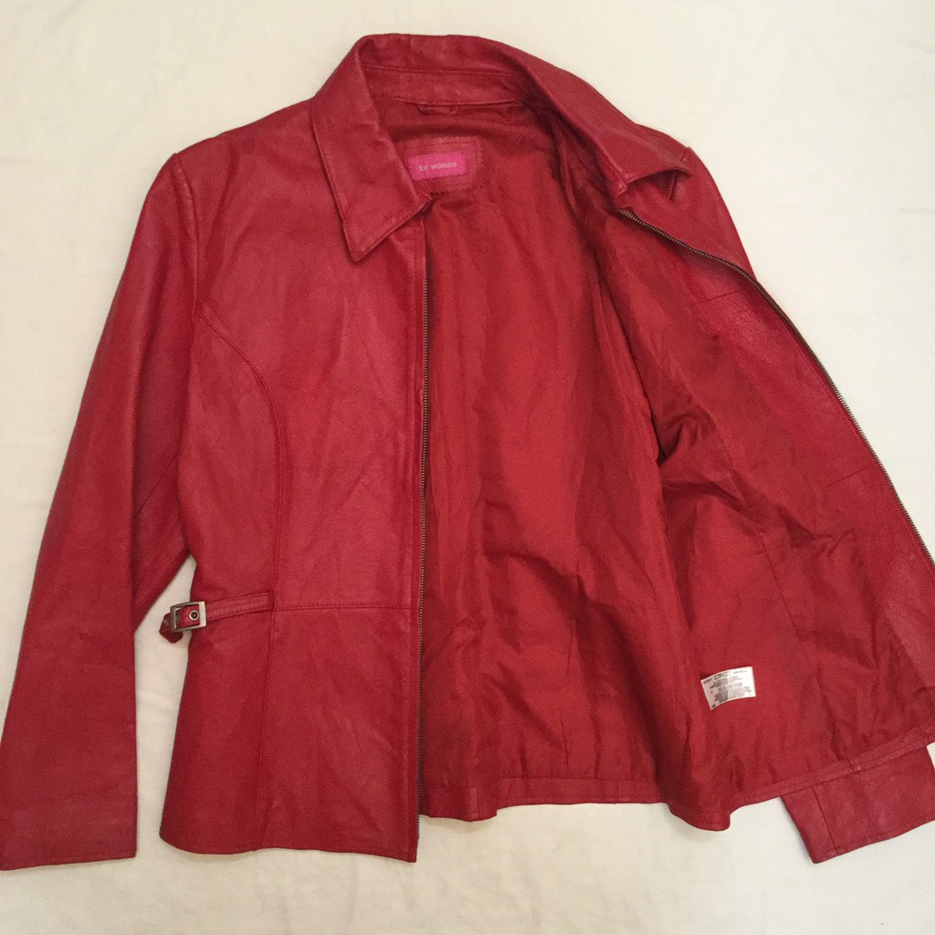 紅色風衣 西裝外套 真皮皮衣，羊皮皮衣，二手女裝. FOR WOMEN，台北市東區可以面交