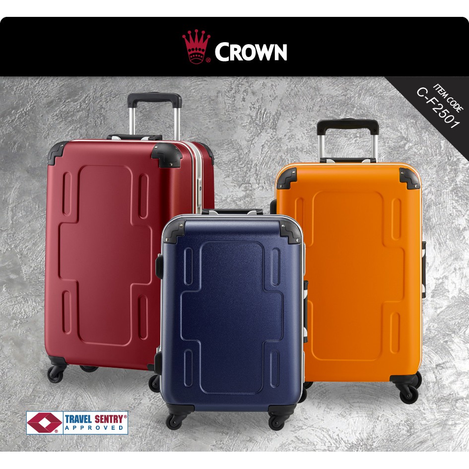 CROWN 皇冠 C-F2501 十字拉桿箱 輕量 鋁框 旅行箱 行李箱  霧面藍色 29吋 (海關鎖刮痕 福利品)