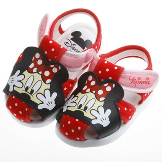 Disney迪士尼米妮俏皮紅色布質寶寶嗶嗶學步鞋(13~15公分)