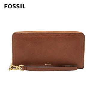 FOSSIL LOGAN 真皮系列多層拉鍊零錢袋長夾-咖啡色 SL7831200