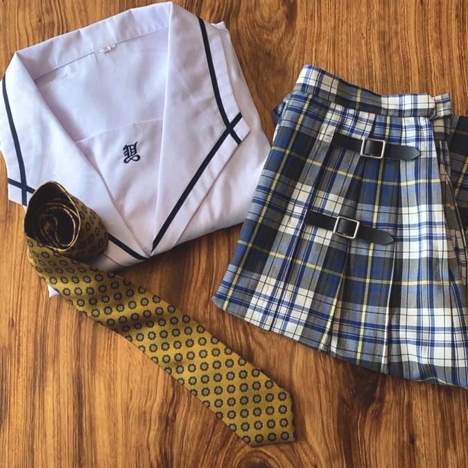 日本 日製 校供 JK 國中 高中 中學 制服 格裙 二手 追手門黃線