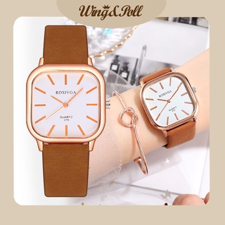 時尚簡約防水中性手錶皮革錶帶手錶方形大錶盤手錶