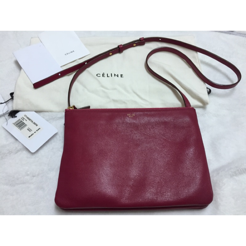 代友售：二手正品 Celine trio 桃紅色大款 large