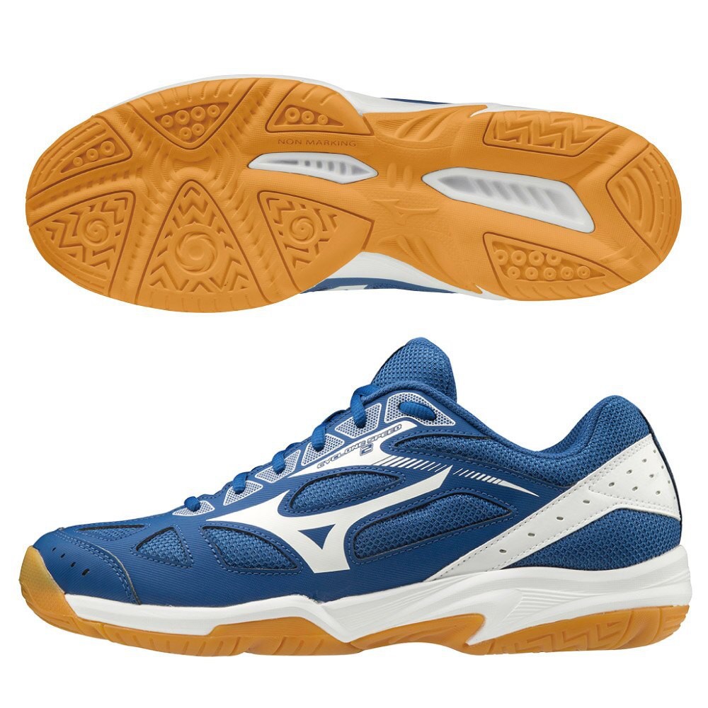美津濃排球鞋 MIZUNO CYCLONE SPEED 2 男女款 排球鞋 運動鞋 止滑 耐磨 藍 V1GA198028