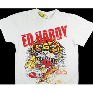 Ed Hardy 短袖 T 恤 全鑽 老虎頭設計 微風 刺青潮牌 白色 XL XXL 【以靡專櫃正品】