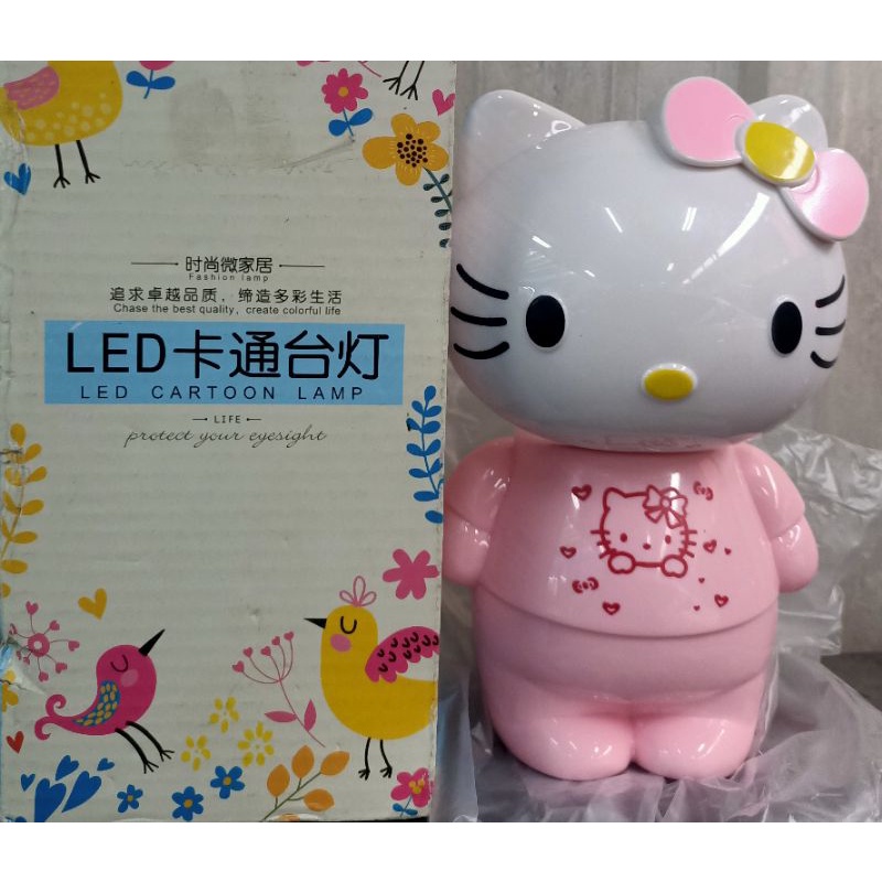 LED KITTY 凱蒂貓 可愛護眼充電臺燈宿舍學生寫字學習照明床頭卡通小夜燈 可充電式檯燈