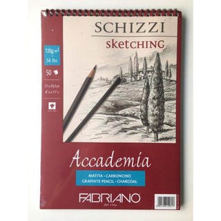 藝城美術~義大利Fabriano法比亞諾 圈裝 Accademia 紅皮素描本(A4+50張+120g)