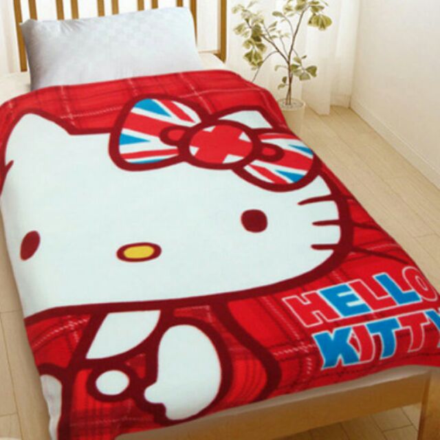 Hello Kitty KT 刷毛毯-英倫風 冷氣毯 懶人毯 空調毯 午休毯 台灣製