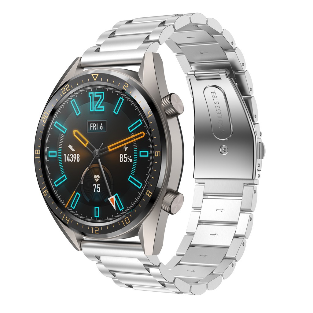 【TW】適用於華為Watch GT錶帶GT2e智能手錶watch2pro榮耀magic金屬錶帶 三株不鏽鋼帶 22mm