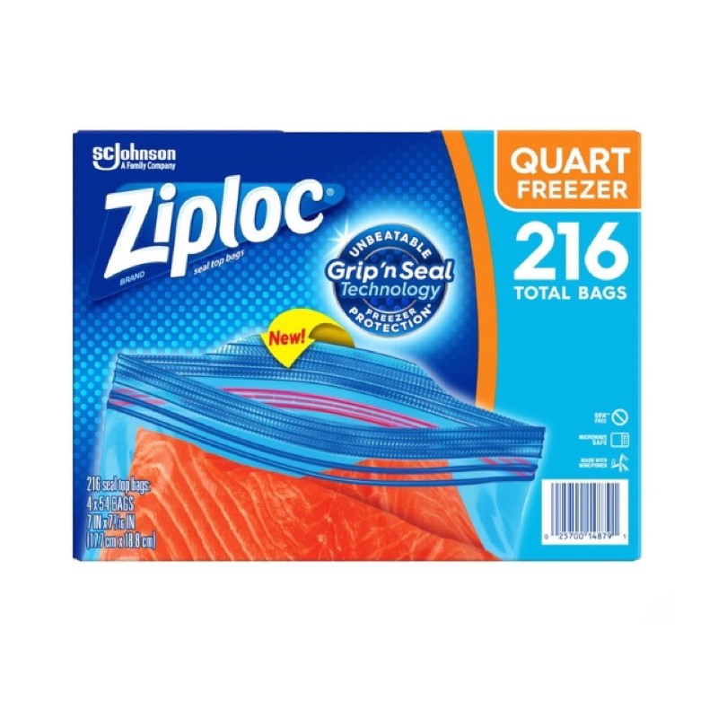 Ziploc 雙層夾鏈冷凍保鮮袋-小 216入2組共532入《好市多Costco線上代購》