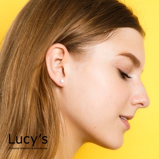Lucy's 925純銀 氣質簡約單鑽鋯石耳環-0.5cm (23219)
