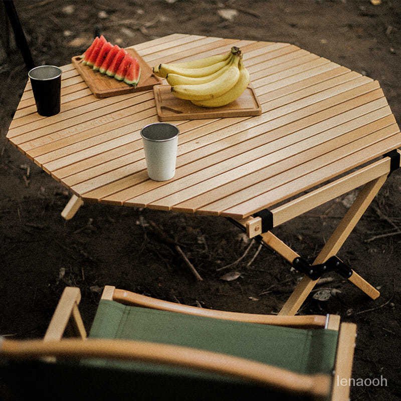 【雨辰家居城】山之客MOUNTAINHIKER戶外露營八角折疊桌實木櫸木摺疊蛋捲桌