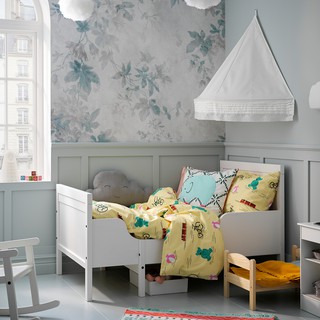 北歐工業LOFT風格IKEA宜家SUNDVIK實木兒童延伸床框床架+床底板條/兒童床架/白色/二手八成新/特$3800
