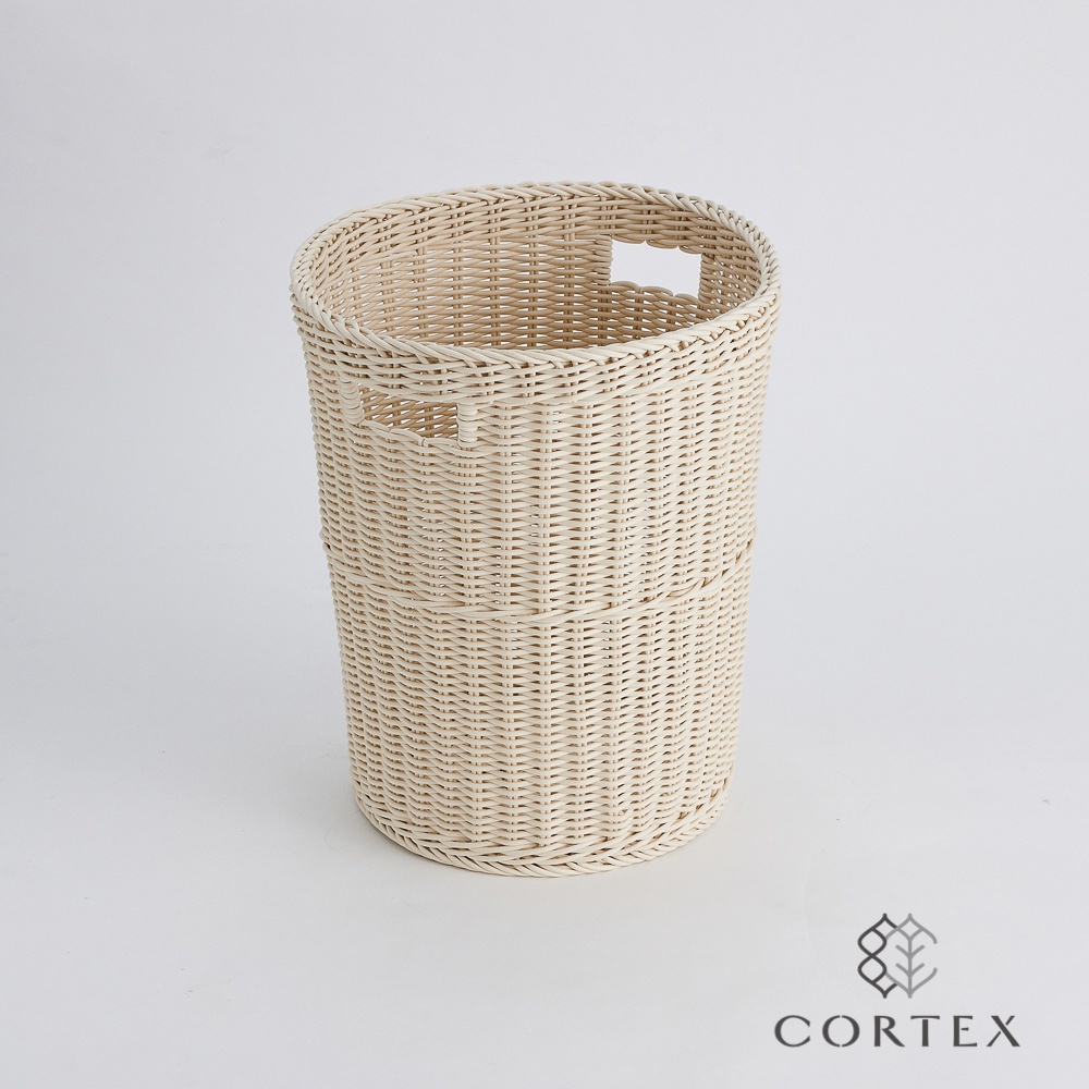 CORTEX 編織籃 仿藤籃 洗衣籃 圓型W41H52 米白色