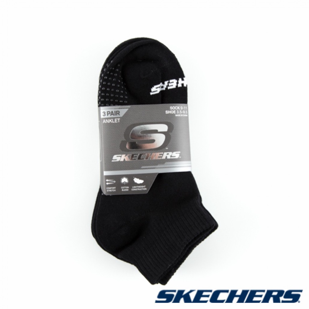 SKECHERS 中童 S112238-001L 童襪 襪子 中筒襪 止滑顆粒 運動 三入 黑