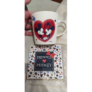 全新盒裝 Disney 迪士尼 Minnie and Mickey 馬克杯 陶瓷 杯墊