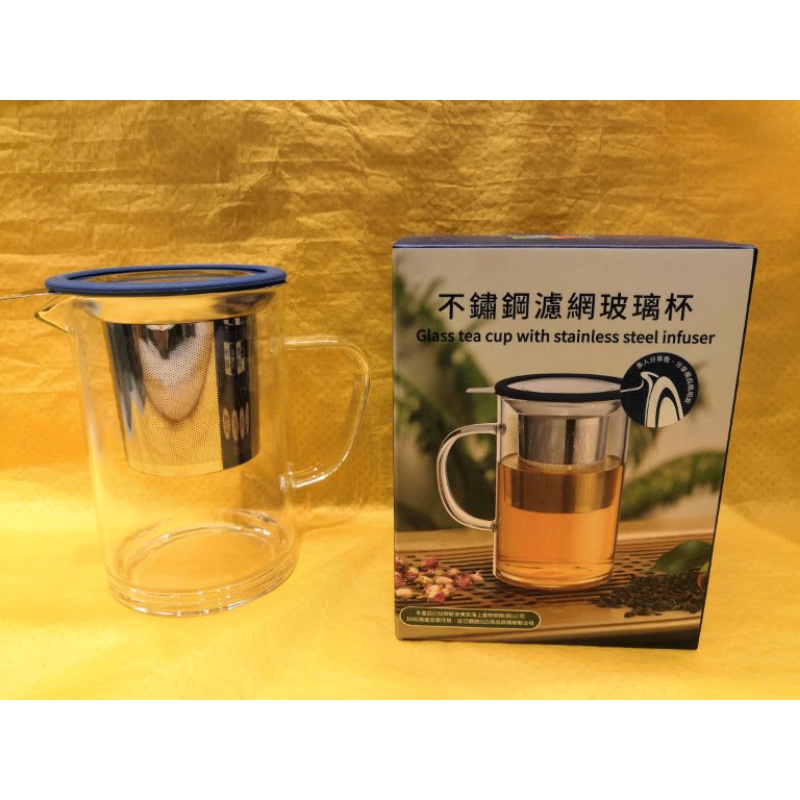 中華開發金控/開發金BLACK HAMMER 304不鏽鋼濾網玻璃杯·茶杯·水杯·泡茶杯530ml(股東會紀念品)