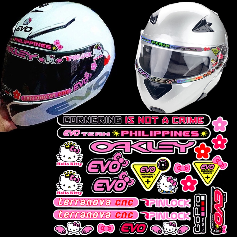 山葉 摩托車頭盔貼紙適用於 EVO 頭盔遮陽板反光 Hello Kitty 雅馬哈 Nmax155NMAX V2&amp;V3