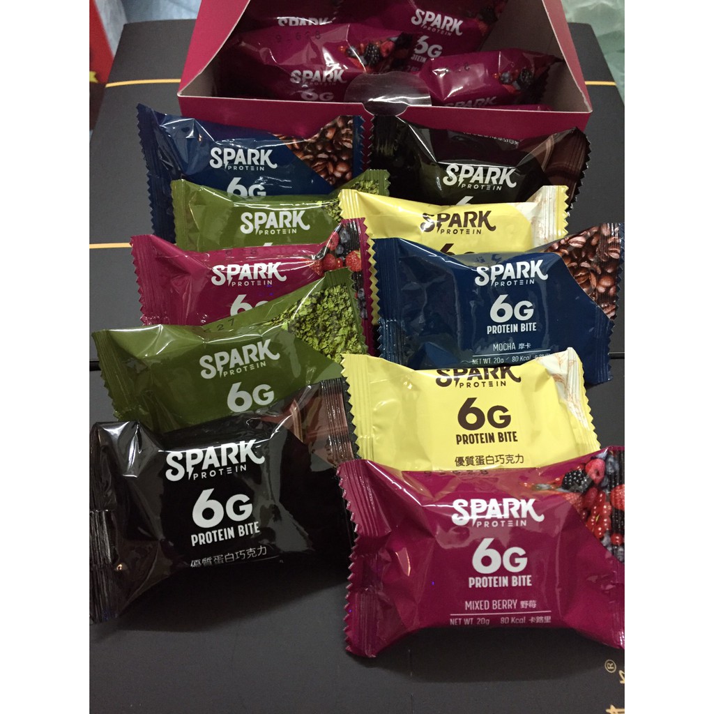 【Spark Protein】Spark Bite優質蛋白巧克力，減糖60%－(野莓、石臼抹茶、牛奶、摩卡、伯爵)口味