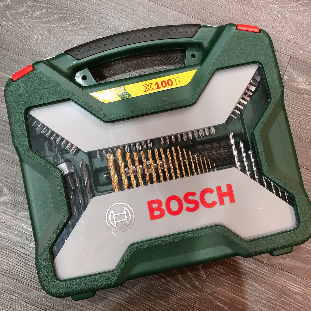 【全電行】BOSCH 100件 X-line 鍍鈦鑽頭套裝組 內含起子頭 鑽尾 手電筒 水平尺