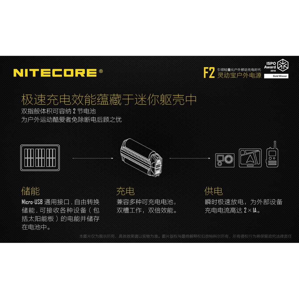 {台中工具老爹}  Nitecore F2 充電器 行動電源 二合一