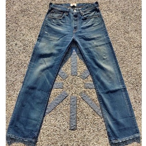 【經典】 Levis 501 正品 二手牛仔褲 (08501-0196) W31 L32 局部細節小破壞  細膩皺褶刷白