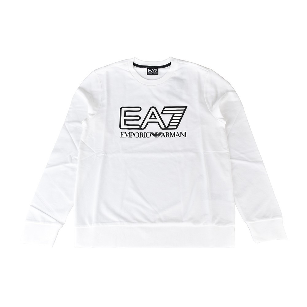 EMPORIO ARMANI EA7字母LOGO純棉長袖運動T恤(S/M/L/XL/白)