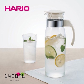 日本製 HARIO 直立式耐熱玻璃瓶 1400ml 玻璃壺 冷水壺 冷泡茶壺(白色,深藍-台灣限定版)